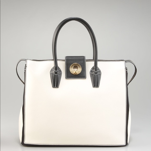 Yves Saint Laurent Handbags - YSL Muse Two Cabas Ivory & Black Leather Bag NWT